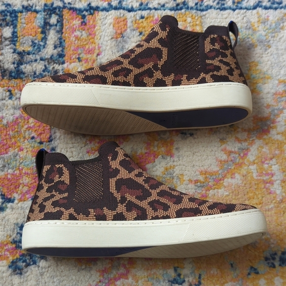 Rothy's The Chelsea Wildcat Jacquard Knit Slip On Ankle Bootie Sneakers Brown 9 - Picture 7 of 16